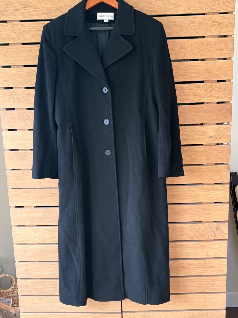 Vintage Albert Nipon Black Cashmere/Wool Coat – 10 – Excellent Condition
